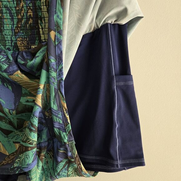 Offline By Aerie Size XL Print Blue Green Tropical Flowy Shorts High Waist - Picture 5 of 7